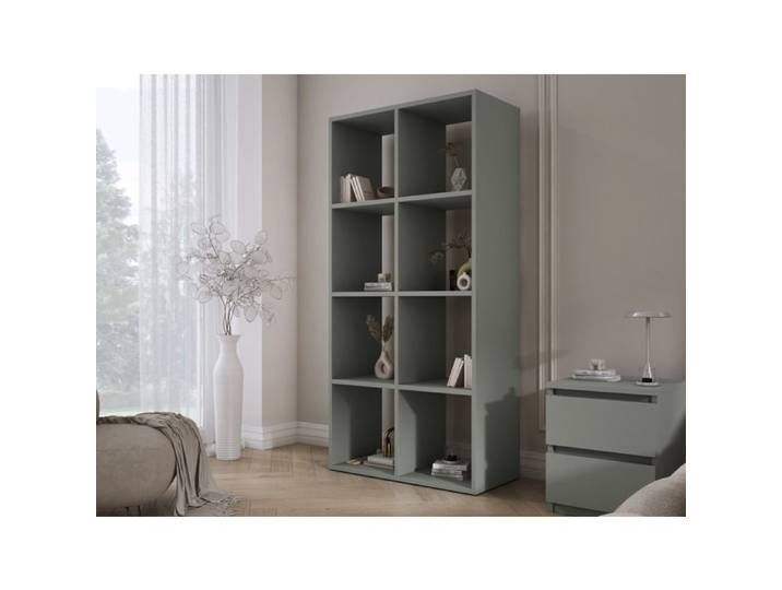 Bibliothèque à 8 compartiments – aloès vert – 147 × 74 × 30 cm verticale ou horizontale