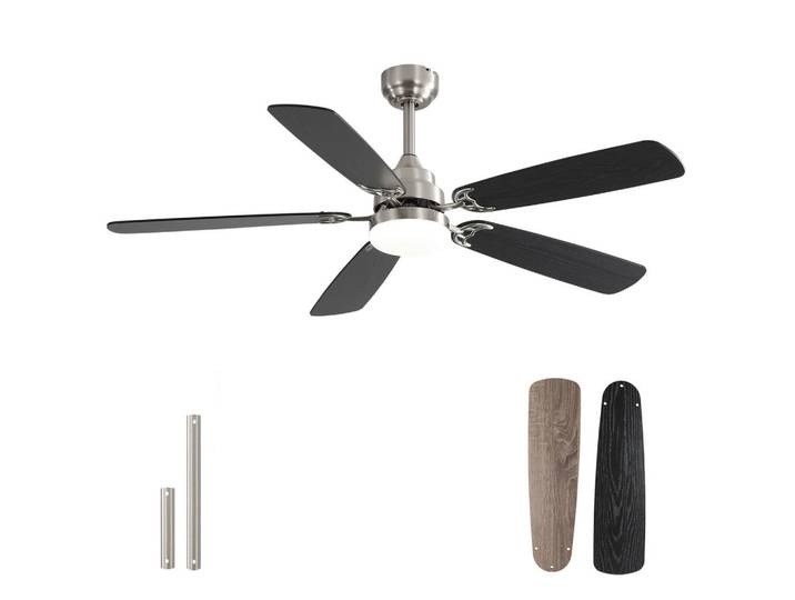 ComfortXL Deckenventilator De-16265 132 cm mit LED & Memory-Funktion Schwarz, LED integrated, 132.08x19.3x132.08 cm, Lampen & Leuchten, Innenbeleuchtung, Deckenleuchten, Deckenleuchten