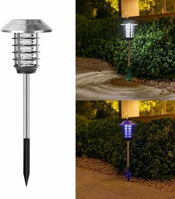 LightInthebox 1 PC Solar Bug Zapper Outdoor Waterproof Mosquito Repellent Light Solar Power Fly Killer Lamps for Moths, Gnats, Fly, Small Flying Insect Backyard Garden Lawn