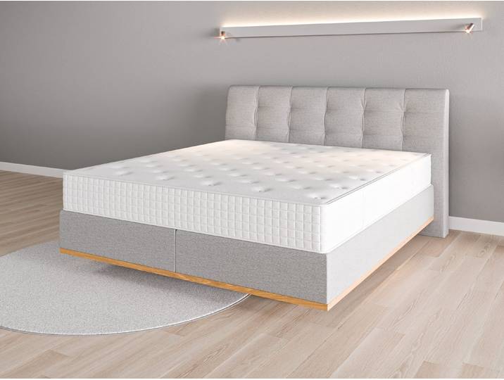 Boxspringbett 180x200 Nr. 2 - Grau (Lichtgrau) - Feiner Strukturstoff