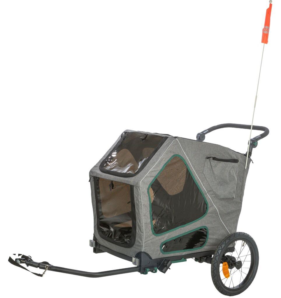 TRIXIE Fahrradanhänger für große Hunde, mit Federung - 50 × 72 × 87/138 cm