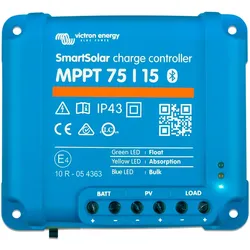 Victron SmartSolar MPPT 75/15 Solarladeregler mit Bluetooth und Lastausgang für Batteriespannung 12/24 V Nennladestrom 15 A