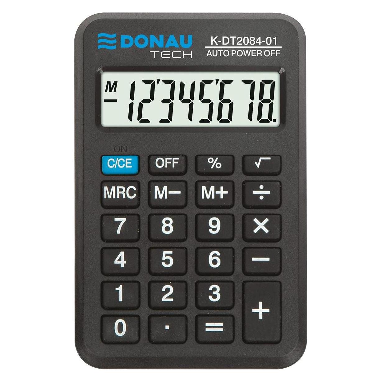 Donau Taschenrechner tech, 8-stellig, anzeige, masse 97x62x11 mm, schwarz (Batteriebetrieb) (41936151)