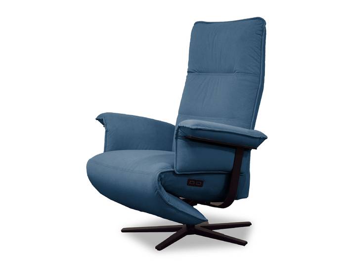 home24 Relaxfauteuil blauw velours Vaia 83 x 120 x 83cm