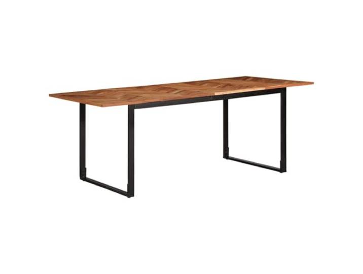 Roanoer Esstisch 200x100x75 cm Massivholz Akazie Küchentisch Eleganter Speisetisch für das Esszimmer mit ausdrucksstarker Holzmaserung und robustem, schwarzem Stahlgestell.