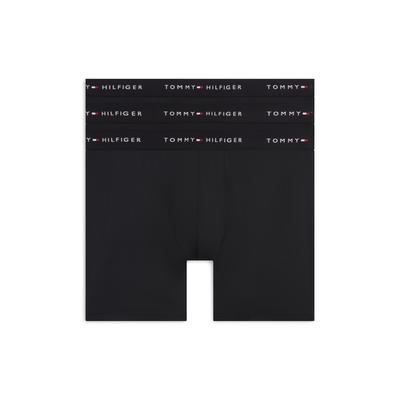 Boxershorts "3P LONG", Herren, Gr. S (48), schwarz, schwarz, schwarz, Jersey, Obermaterial: 87% Polyester, 13% Elasthan, TOMMY HILFIGER UNDERWEAR, unifarben, körpernah, Unterhosen, mit längerem Bein