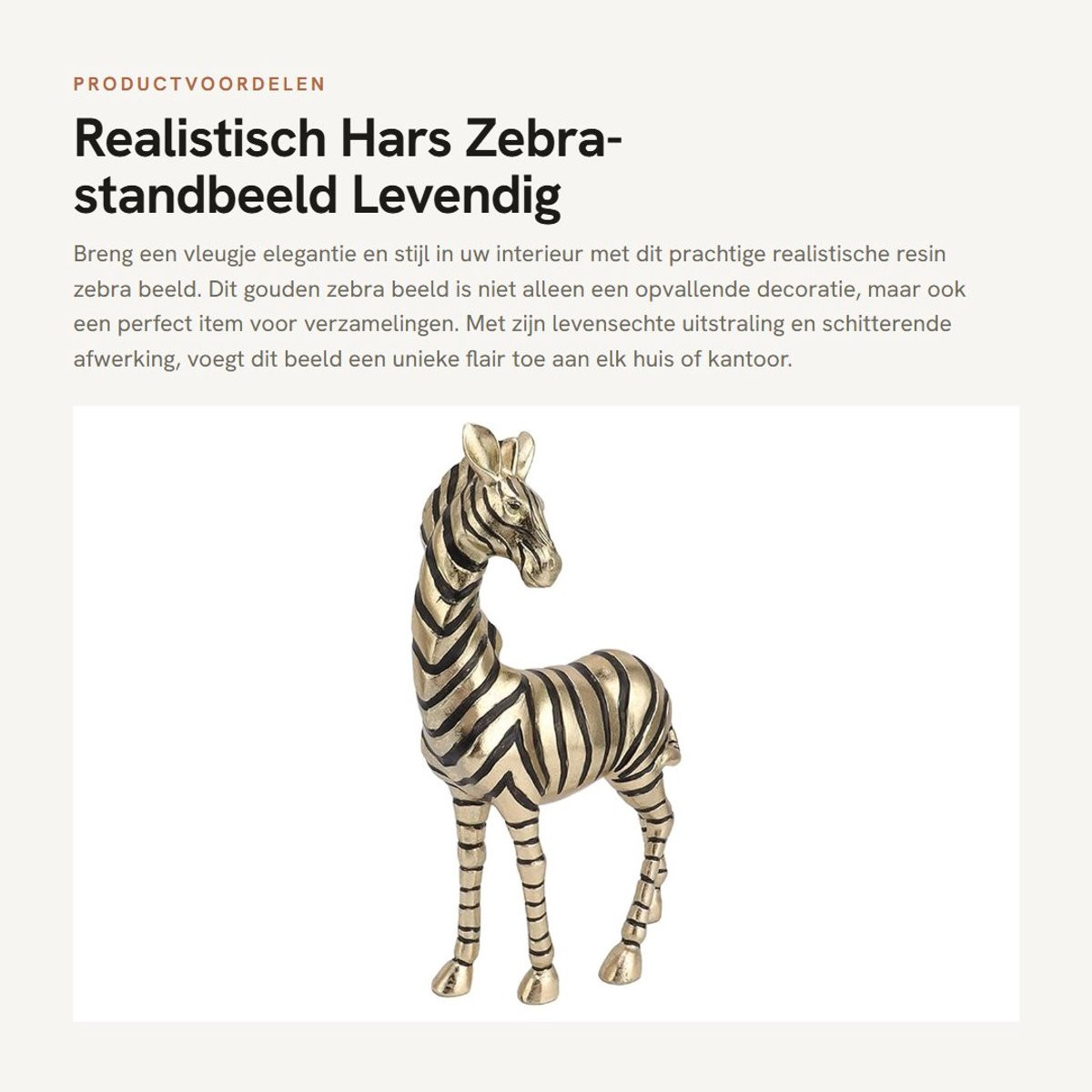 Dailygoods Zebra-standbeeld Realistisch Decoratief Beeldje van Hars