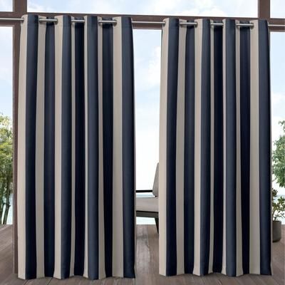ATI Home Canopy Stripe Outdoor Grommet Top Curtain Panel Pair