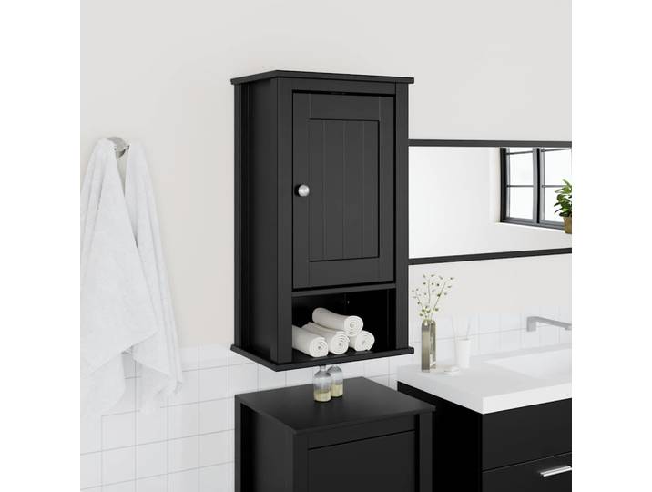 vidaXL Bad-Wandschrank BERG Schwarz 40x27x71,5 cm Massivholz Kiefer