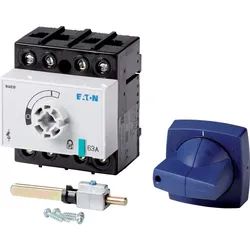 Eaton 1314005 Lasttrennschalter, DCM, 63 A, 3P + N (nicht schaltbar), mit blauem Drehgriff und Antriebsachse, Vertikalanschluss DCM-63/1+CM