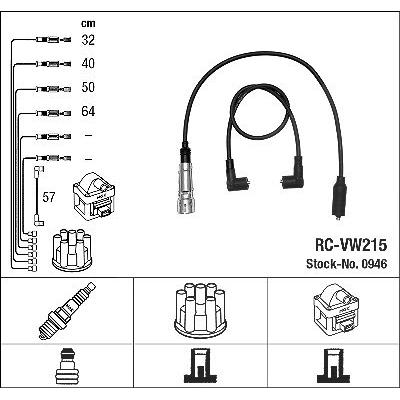 Ngk Zündleitungssatz [Hersteller-Nr. 0946] für Seat, VW