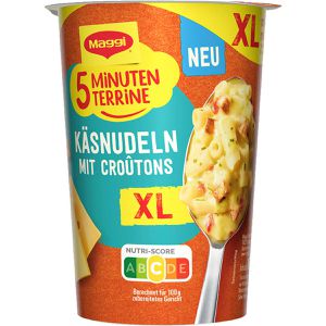 Maggi Fertiggericht 5 Minuten Terrine XL, Käsnudeln mit Croutons, je 87g, 8 Stück