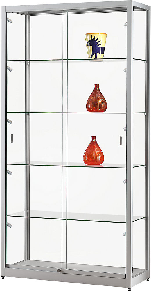 kaiserkraft Vitrine, BxTxH 1000 x 400 x 1972 mm, LED-Beleuchtung, Leuchtkopf-Ø 35 mm, ohne Unterschrank