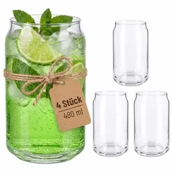 Relaxdays Longdrinkgläser 4er Set Dosenform Transparent
