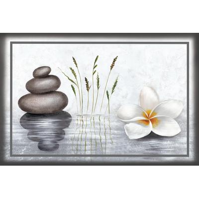 Leinwandbild BÖNNINGHOFF "Wandbild WELLNESS ZEN 60x90 cm – Leinwandbild Keilrahmen Deko modern", weiß (farbe bild(er): grau, weiß, grün, gelb), B:90cm H:60cm T:2cm, Canvas, MDF, Bilder, Leinwandbild, auf Keilrahmen gespannt