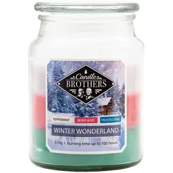 Fragrance and Style GmbH Duftkerze Candle Brothers Winter Wonderland, Kerze im Glas, 2 Dochte, 510g, 100h Brenndauer, Raumduftkerze, grün-rot