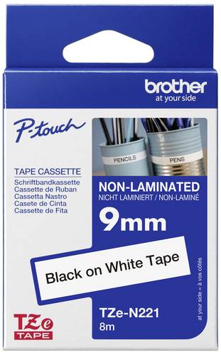 Brother TZe TZe-N221 Bandfarbe: Weiß Schriftfarbe:Schwarz 9 mm 8 m