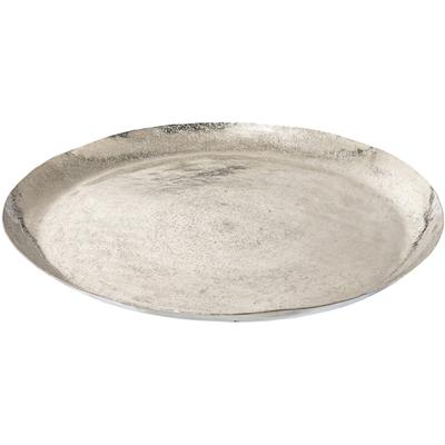 Dekoteller CREATIV DECO "Weihnachtsdeko", silber (silberfarben), H:3cm Ø:39cm, Metall, Dekoschalen, schimmernde Oberfläche