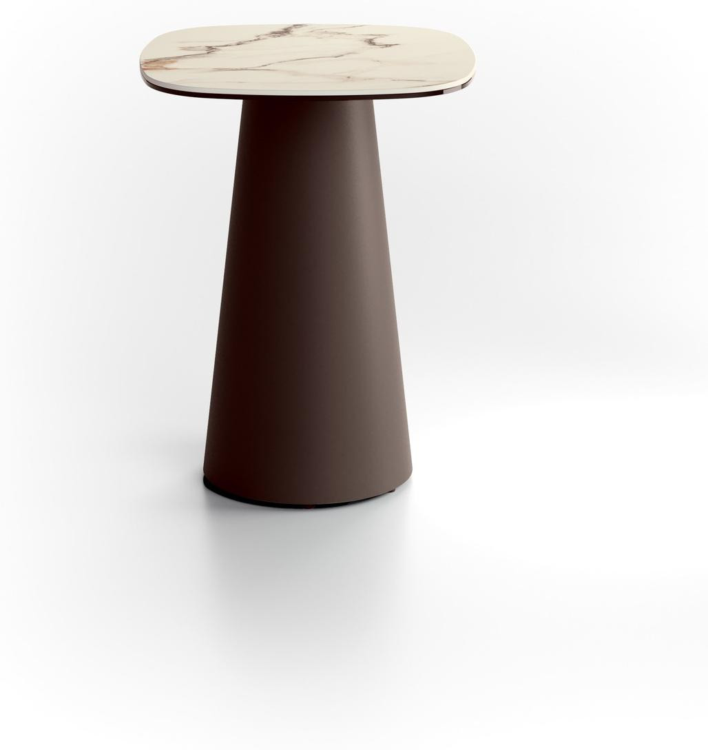 Stones Salontafel Pillar Small met Calacatta Borghini marmeren blad en bronzen metalen voet, 40 x 40 cm