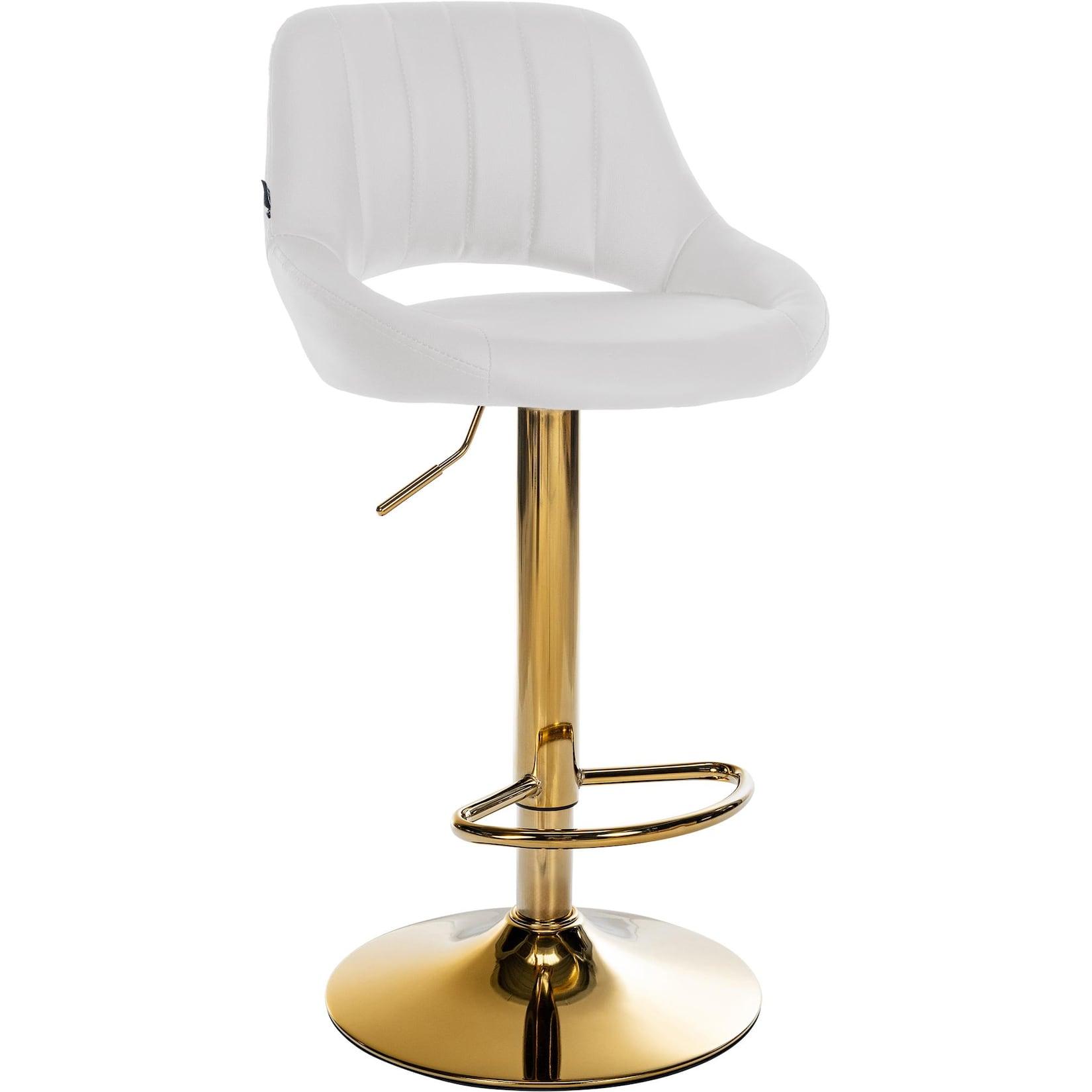 CLP Barhocker Milet Kunstleder gold - Farbe: weiß, Gestellfarbe: gold
