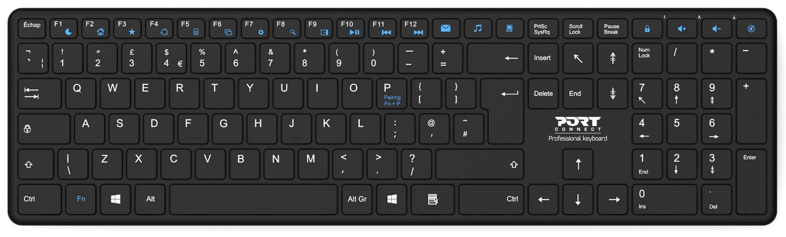 Port Designs Office Pro Rechargeable Bluetooth Keyboard - DE