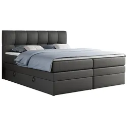 BOXSPRINGBETT ALVIN KING 120/200 Dunkelgrau Kunstleder - H3