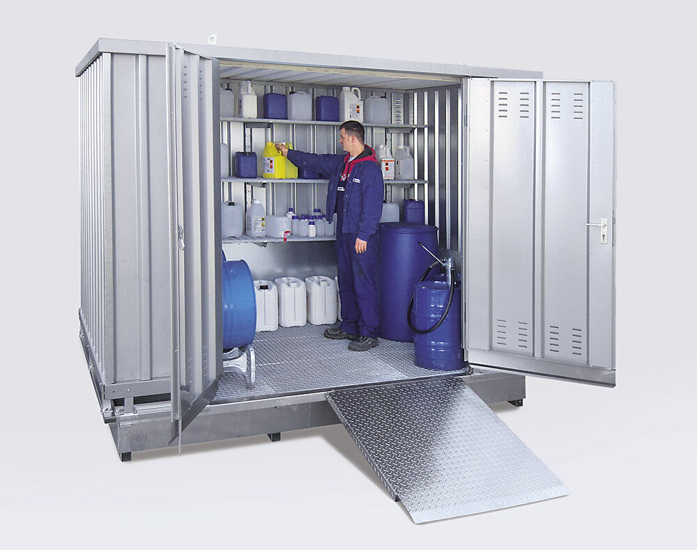 Gefahrstoff-Container zur passiven Lagerung entzündbarer Stoffe, Außen-HxBxT 2790 x 5075 x 4330 mm, verzinkt LaCont