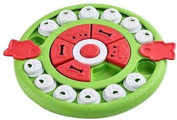 Uplift Essentials Interactive Turntable Smart Cat Puzzle & Slow Feeder round Pizza Green