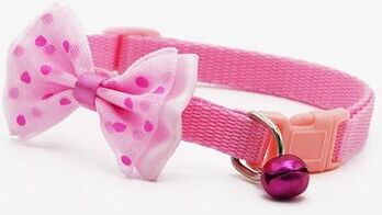 Inspired Deals Adjustable Bow Tie Pet Collar With Bell For Cats & Dogs Cute Stylish Everyday Wear pink