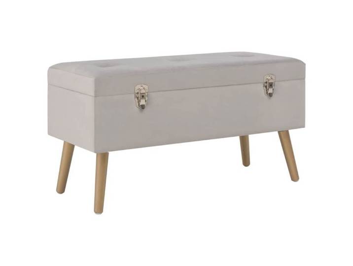 Banc avec compartiment de rangement - - Banquette intérieure(1 pc) - velours - gris - 80 cm@ylq17z
