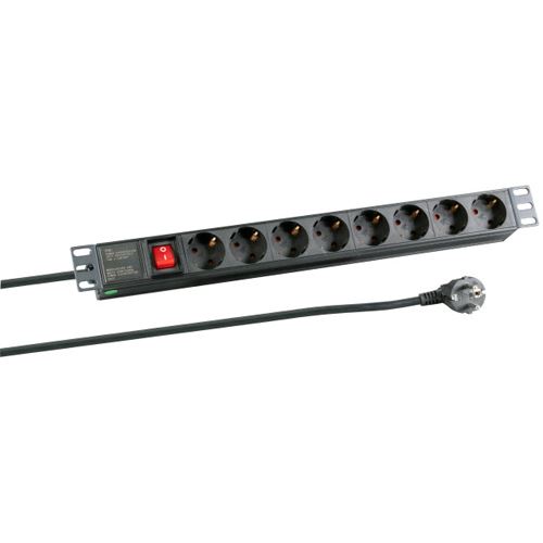 2.00m EFB Elektronik Strom Steckdose mit Schalter Schwarz 8 (EK631DE.2GR)