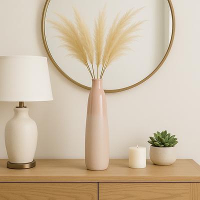 Sagebrook Home Decorative Vase - Pink Ceramic Sleek Cylinder Bottle, 22 in.