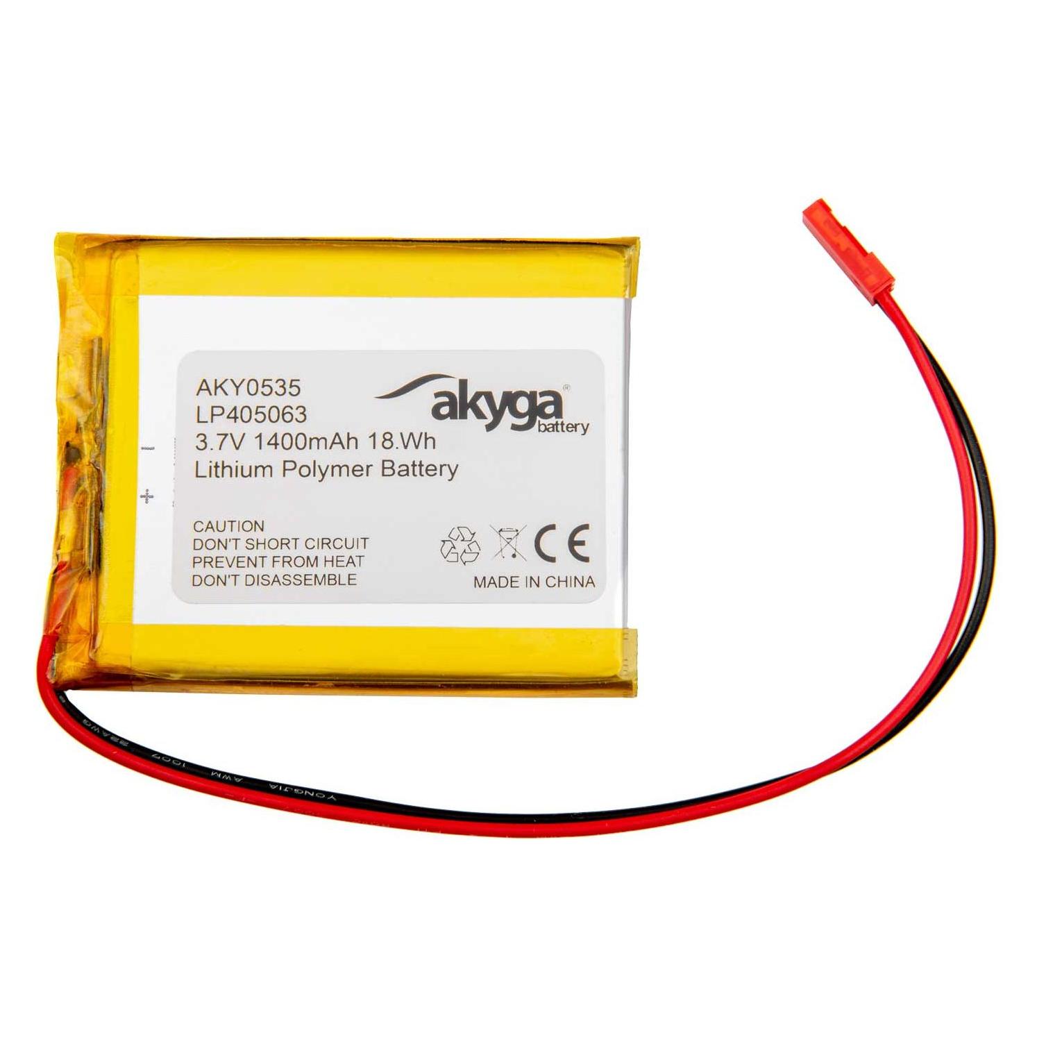 Akyga LP405063 Akkupack x Spezial-Akku LiPo 3.7 V 1400 mAh (1400 mAh, 3.70 V) (AKY0535)