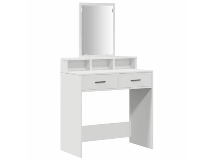 Xhnifbn Schminktisch Weiß mit Spiegel 79x41x140 cm Holzwerkstoff Moderne Frisierkommode fürs Schlafzimmer mit großem Flachspiegel, 2 Schubladen und Ablagefächern für Kosmetik.