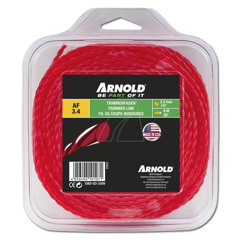Arnold Trimmerfaden, rund, gedreht, rot, 3,3 mm, 9 m (Rasentrimmer) (1082-U3-3309)