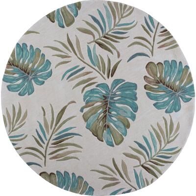 Porch & Den Zellis Ivory Palm Leaf Pattern Lanai Rug