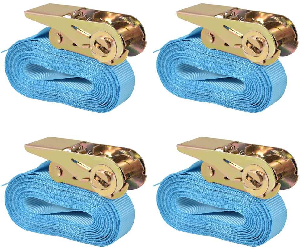 vidaXL Sangle d’arrimage 4 pcs 0,8 tonne 6 m x 25 mm Bleu