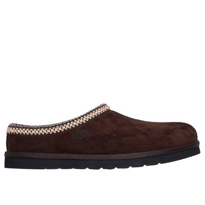 Hausschuh SKECHERS "RENTEN-ULRICH", Herren, Gr. 48,5, Warmfutter, braun (dunkelbraun), Velourslederimitat, Schuhe Hausschuh, Hüttenschuh, Wohlfühlschuh, Slipper zum Schlupfen