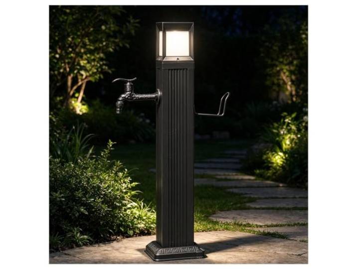 Frostsichere Garten-Wassersäule Wasserzapfsäule mit verstärkten Säulen Robuste Gartenpfosten aus Metall for den Außenbereich mit Haken solarbetriebene Pfosten geeignet(H113.5cm(44.7in))