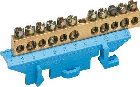 Hager KM11N Messingklemme N-Klemme met 11 klemmstellen
