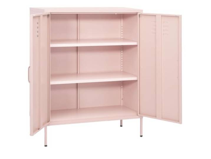 RJPLMFV Aufbewahrungsschrank, Rosa, aus Stahl, 80 x 35 x 101,5 cm, mit 2 Verstellbare Einlegeböden, verstellbare Ebenen, Aufbewahrung für Bücher und Zeitschriften, dekoratives Design, robuster Stahl