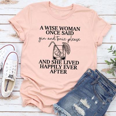 ForAllApparel A Wise Woman Once Said Gin & Tonic Please T Shirt Heather Prism Peach S