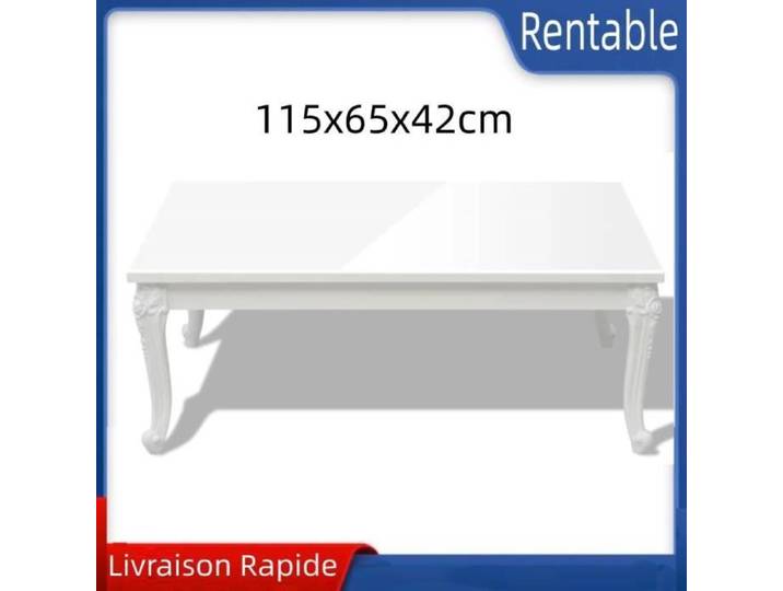 Table basse blanc brillant - CUQUE - Rectangulaire - Bois - Panneaux de particules - Brillant