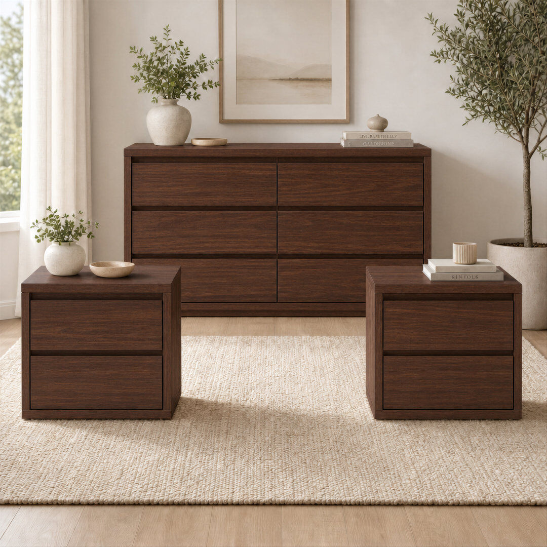 Brayden Studio Dresser & Nightstand Set Walnut