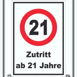 HB-Druck Zutritt ab 21 Jahre Aufkleber A4 (210x297mm)