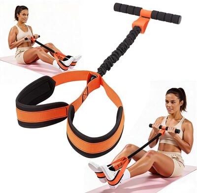 Smart Shopping Spot 75LB Pedal Resistance Band With Handles For Full Body Workout Home Gym Equipment orange