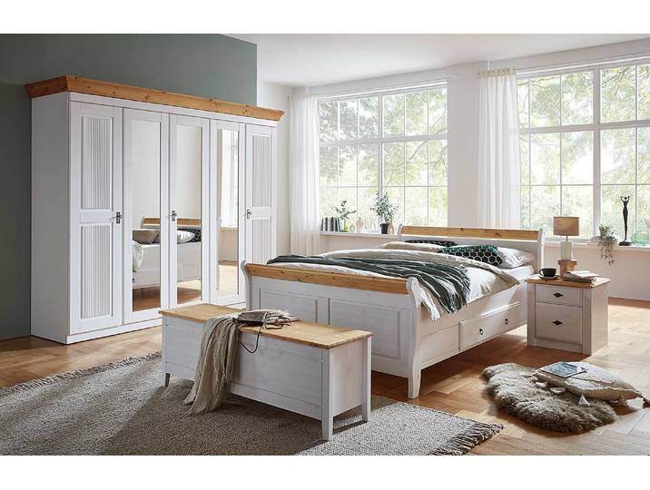 Drehtürenschrank 253cm Weiß/Kiefer Weiß/Kiefer