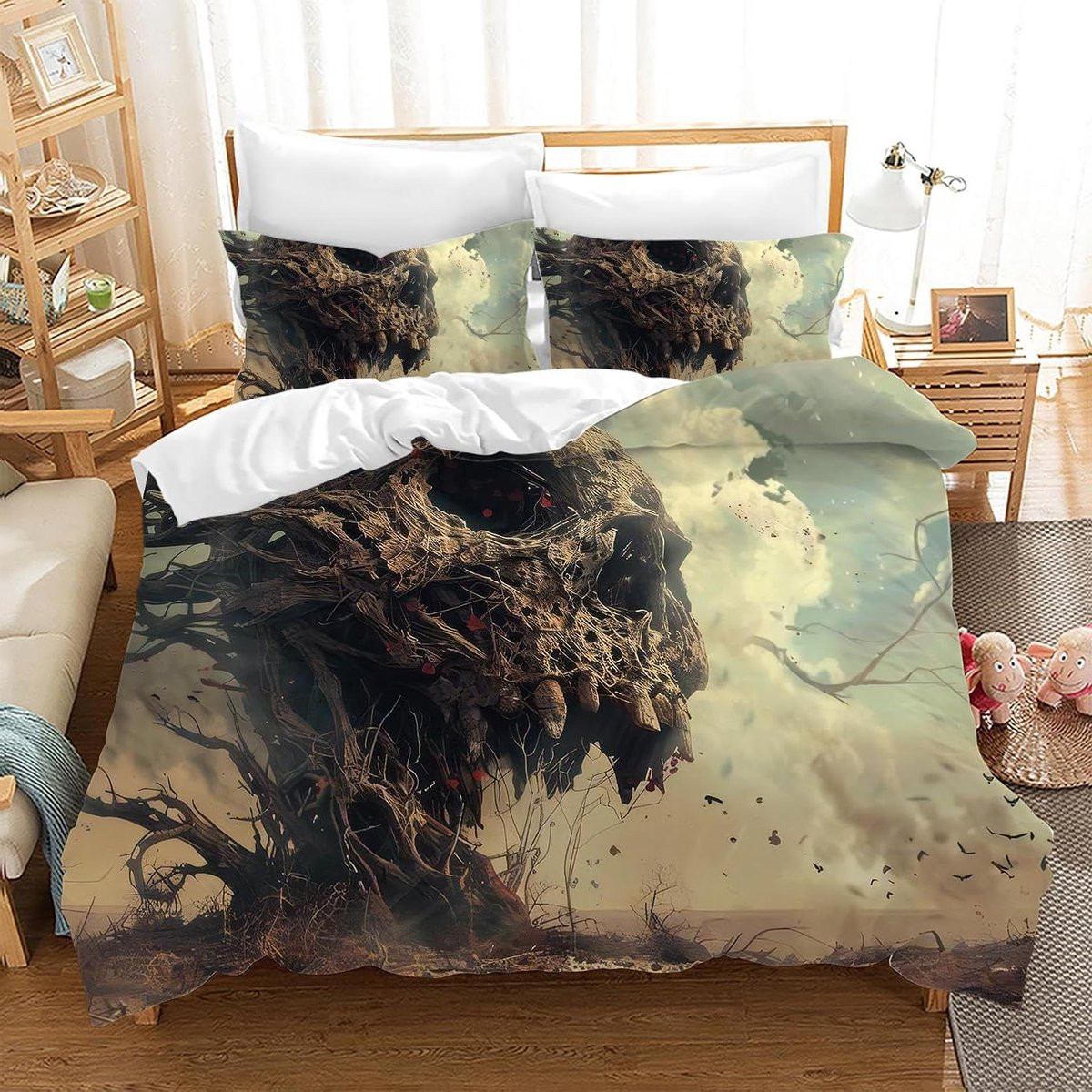 Dekbedovertrek Set Gothic Beddengoed met 3D Print Design - Zwart - 220 x 240 cm