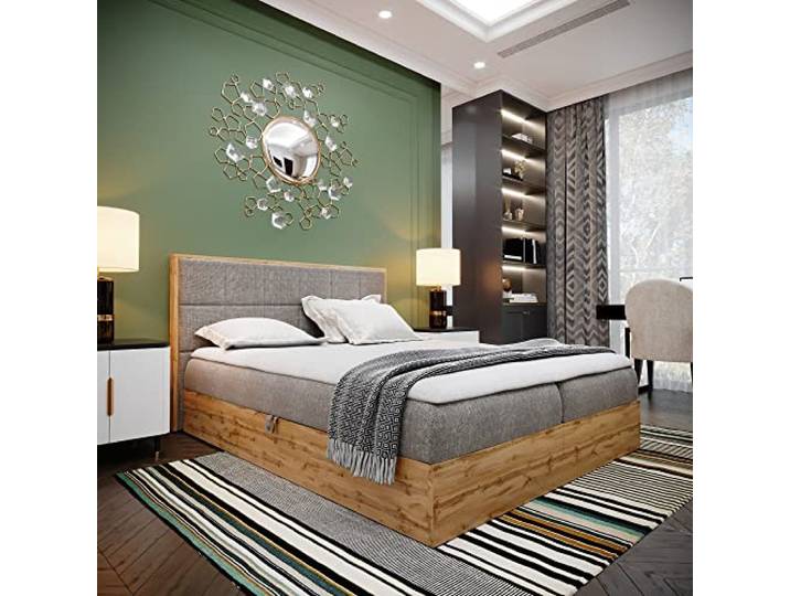 FURNISTAR Boxspringbett LOFT 2-120x220cm Grau. Doppelbett mit Bonellmatratze, Bettkasten, Topper, Kopfteil.