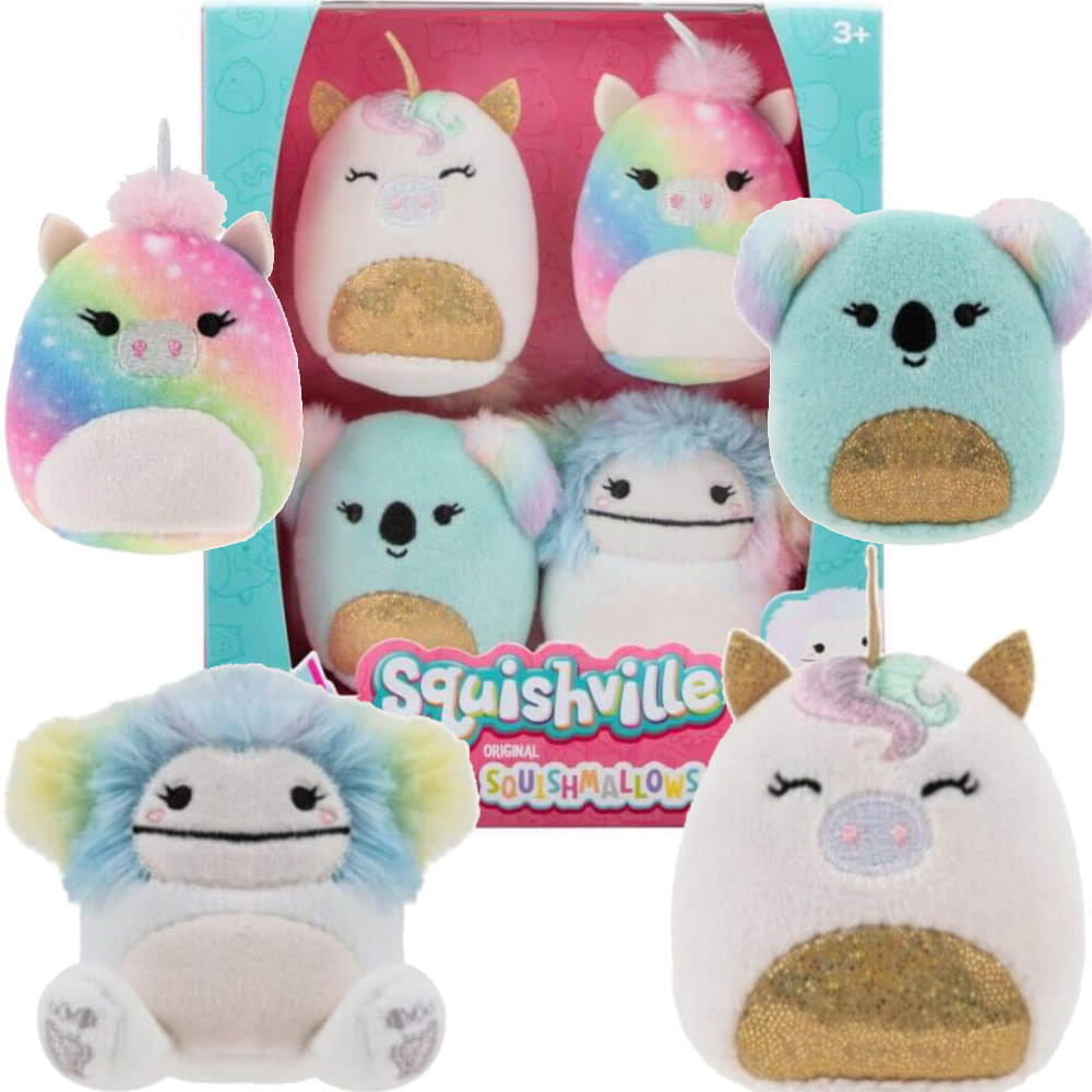 Squishmallows Squishville Mini Pluche Figuren, set van 4